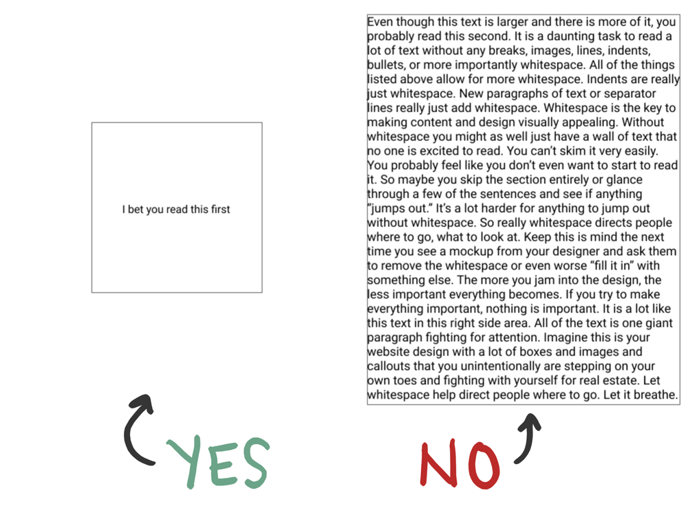 I bet you read this first - is the text in a box on the left with a wall of text on the right.